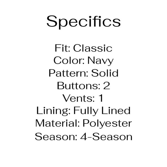 GS 64L Navy Sport Coat Blazer Jacket Solid 2-Button Polyester Y501 - Picture 3 of 10